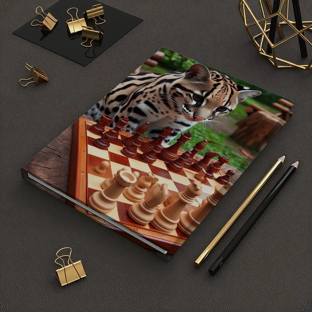 Ocelot Playing Chess in Jungle Garden – Notebooks