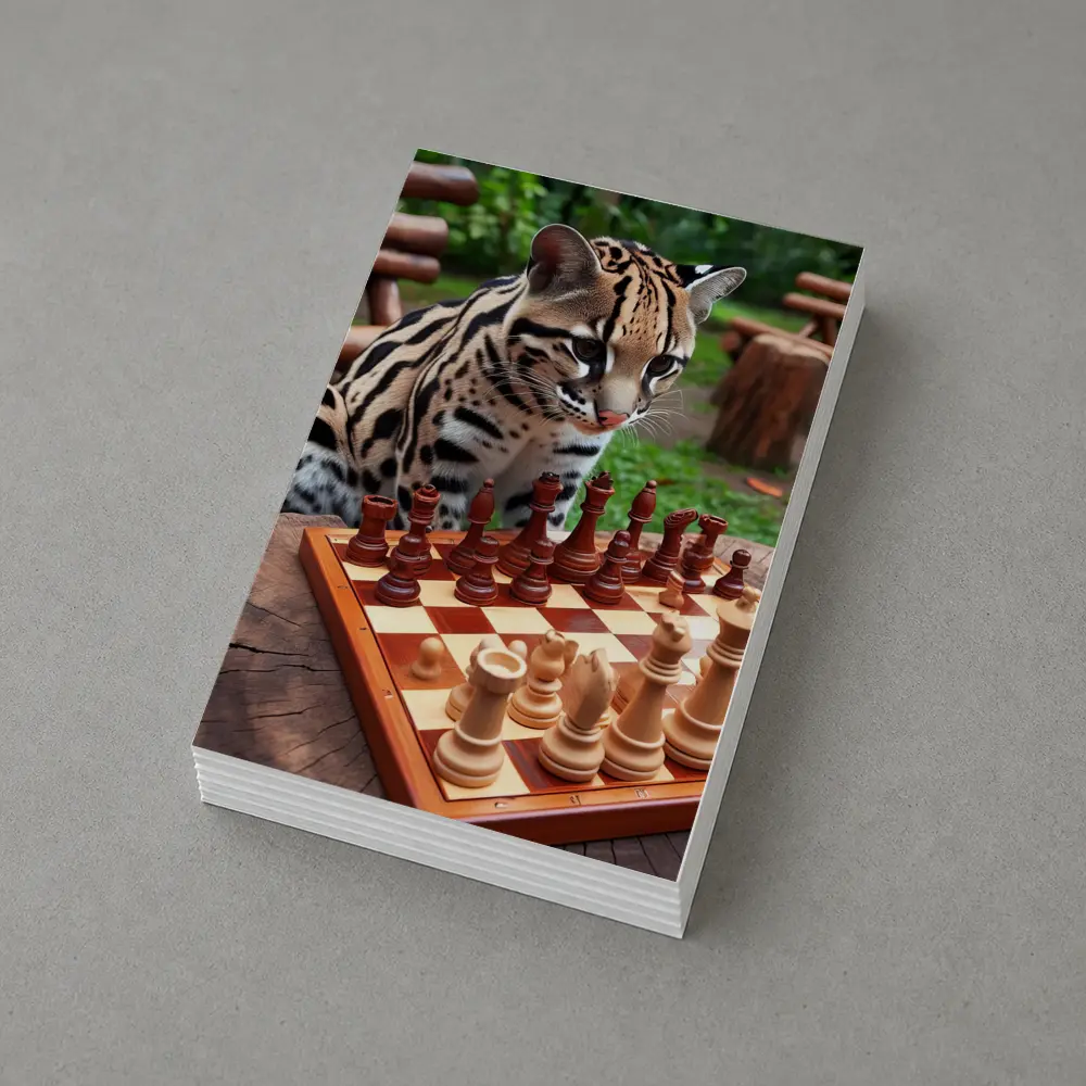 Ocelot Playing Chess in Jungle Garden – Postcards