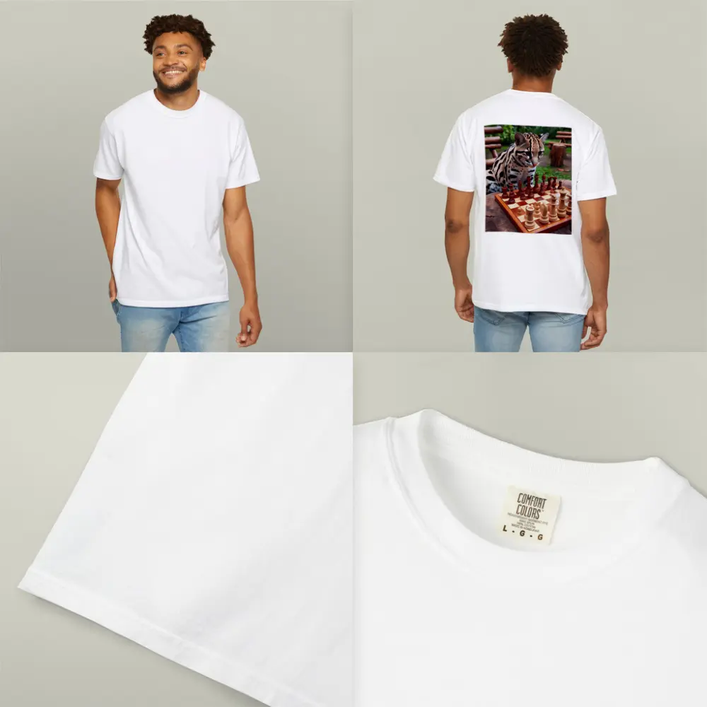 Ocelot Playing Chess in Jungle Garden – T-Shirts