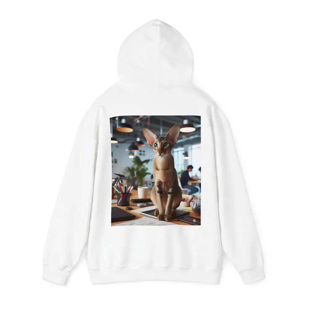 Abyssinian Cat Sitting on Office Desk – Hoodies