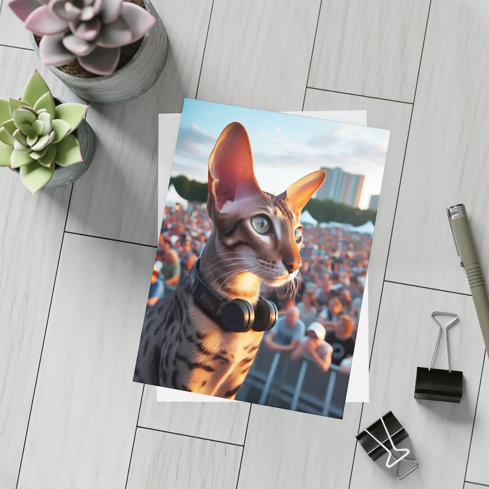 Oriental Shorthair Cat Concert Crowd Music – Postcards
