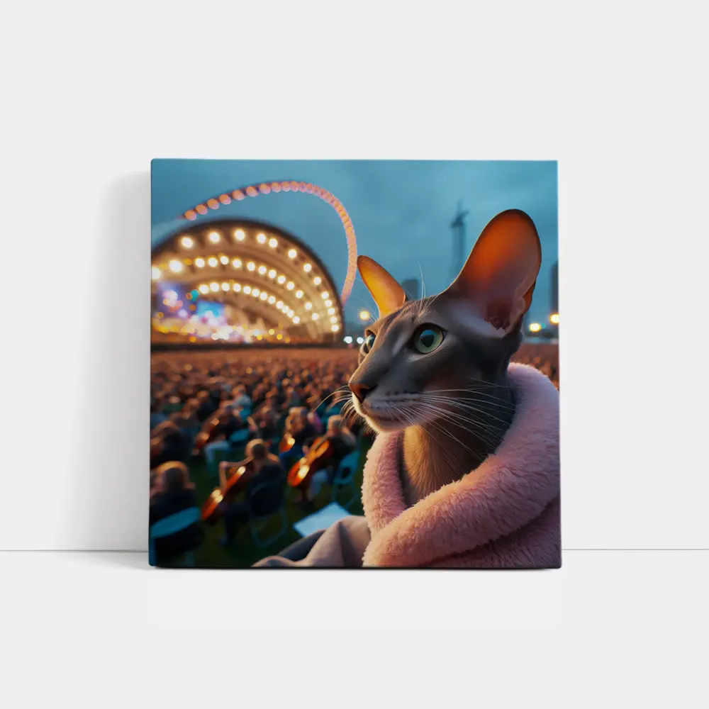 Abyssinian Cat At Outdoor Concert Night – Wall Art