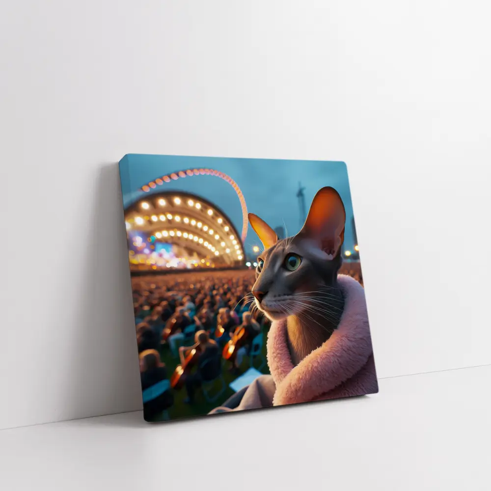 Abyssinian Cat At Outdoor Concert Night – Wall Art