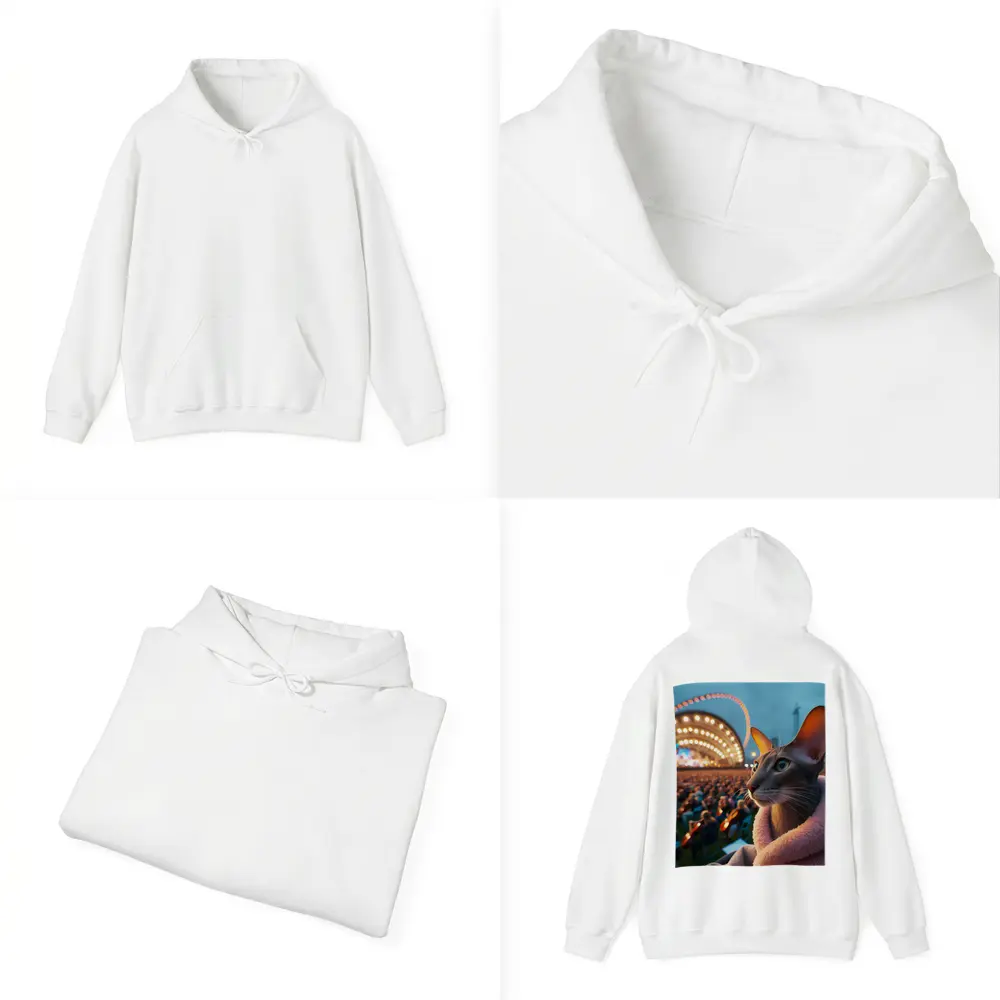 Abyssinian Cat At Outdoor Concert Night – Hoodies