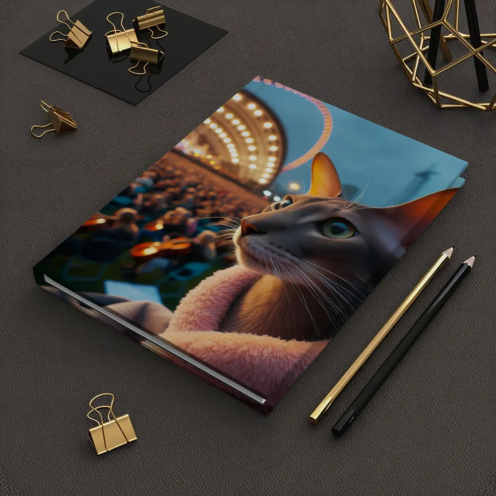 Abyssinian Cat At Outdoor Concert Night – Notebooks