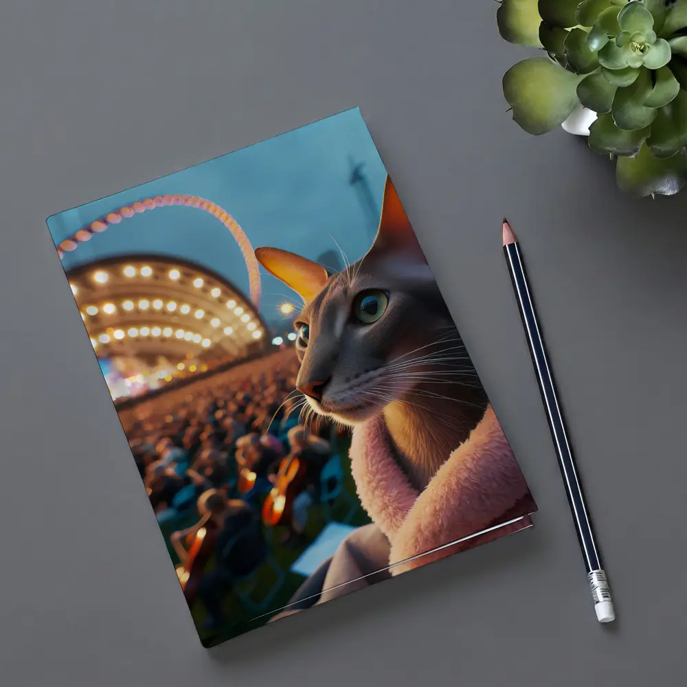 Abyssinian Cat At Outdoor Concert Night – Notebooks