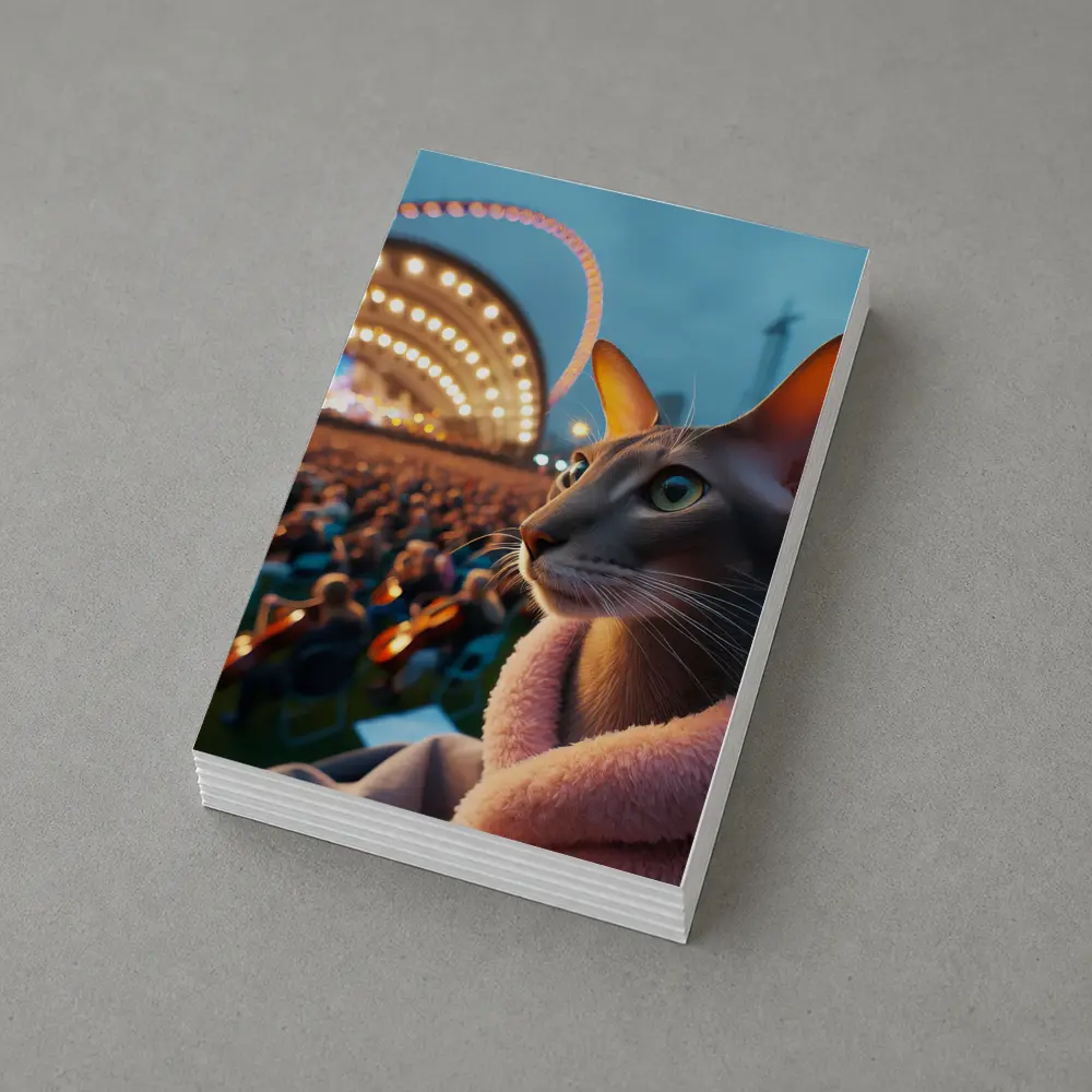 Abyssinian Cat At Outdoor Concert Night – Postcards