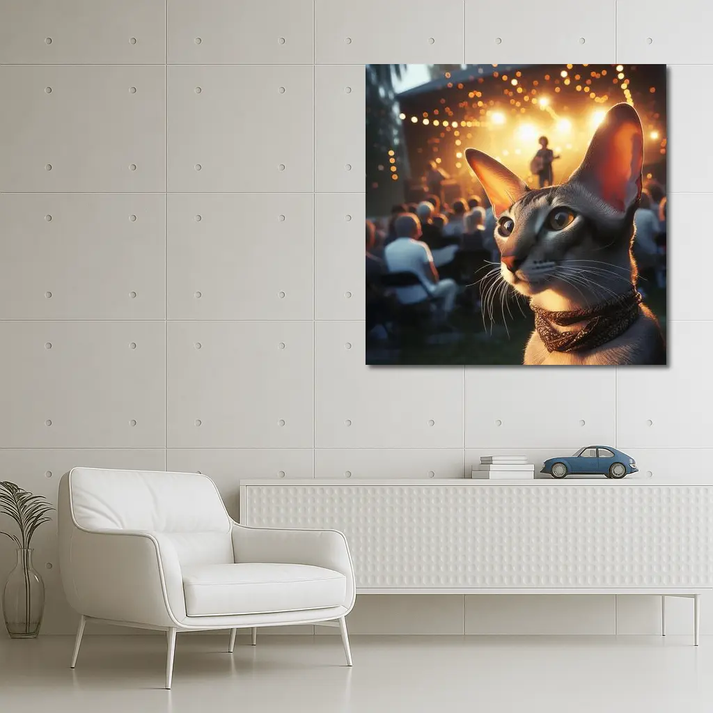 Oriental Shorthair Cat Outdoor Concert Night – Wall Art