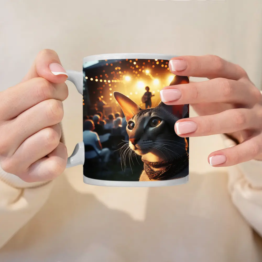 Oriental Shorthair Cat Outdoor Concert Night – Mugs