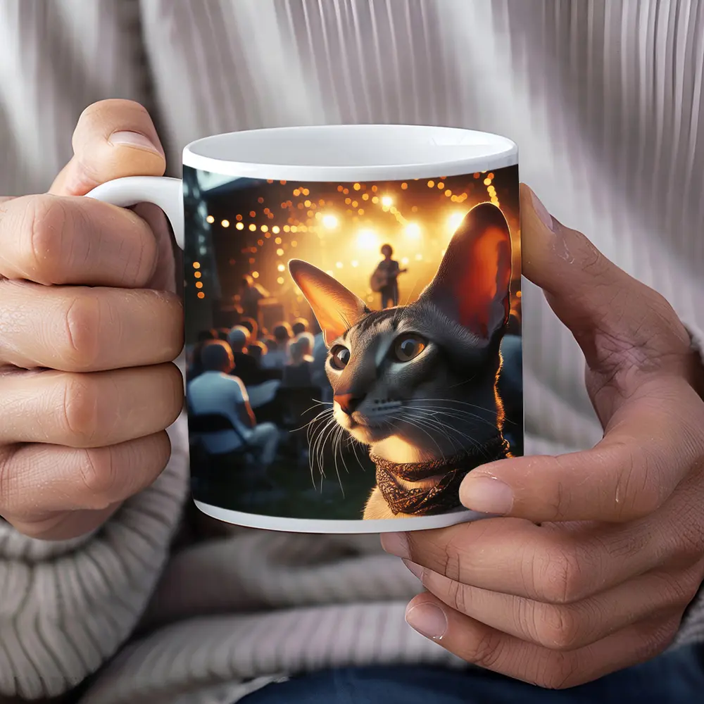 Oriental Shorthair Cat Outdoor Concert Night – Mugs