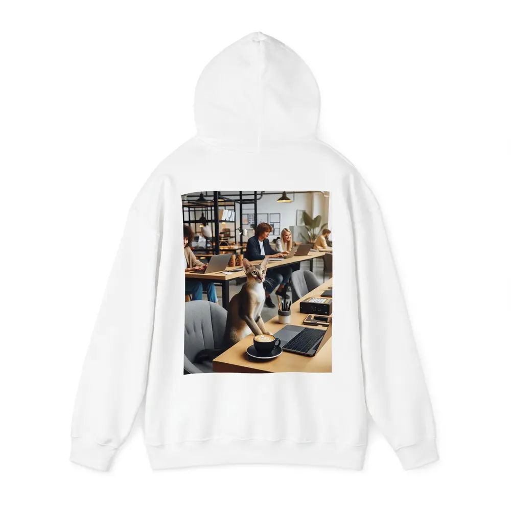 Abyssinian Cat at Modern Office Desk – Hoodies