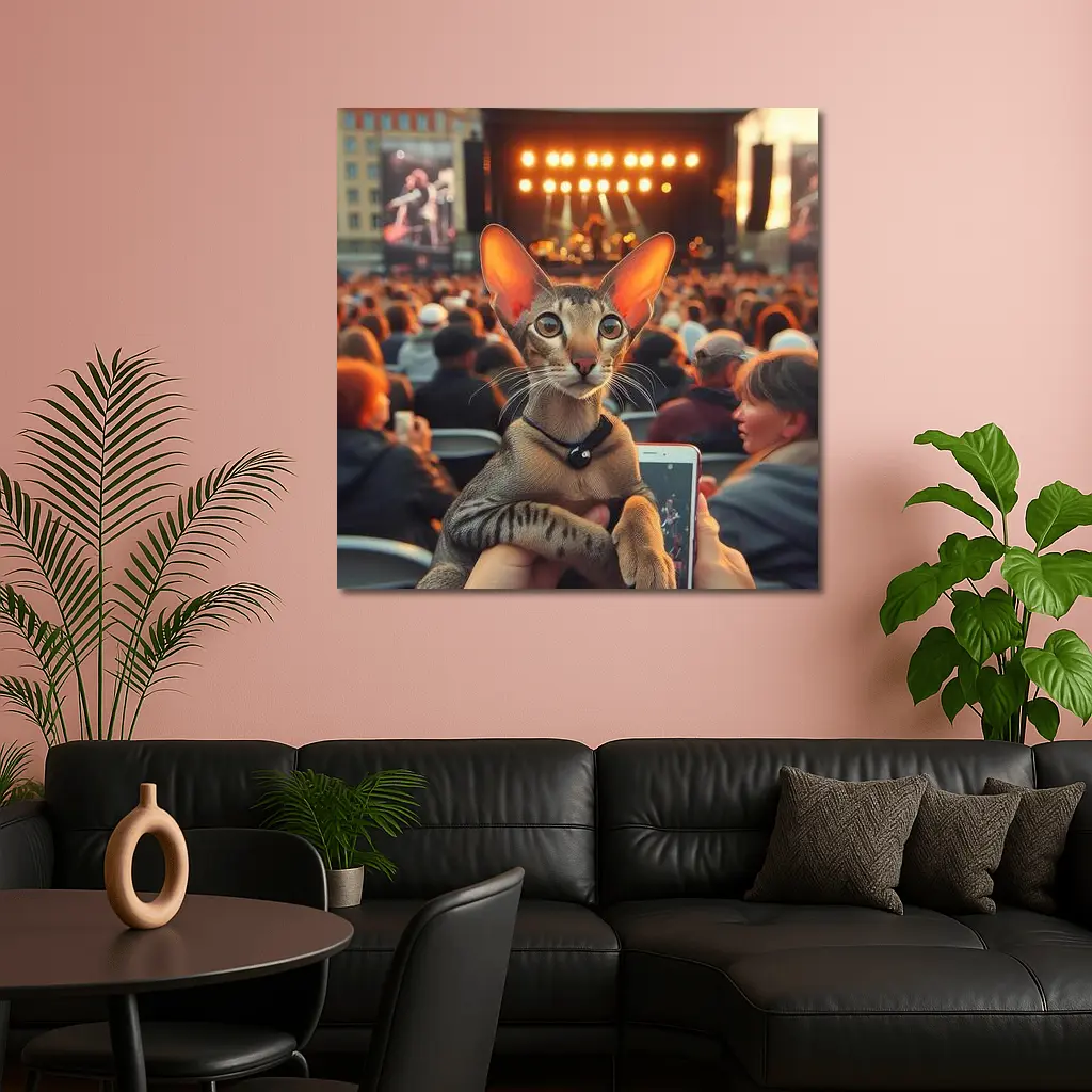 Oriental Shorthair Cat At Outdoor Concert – Wall Art