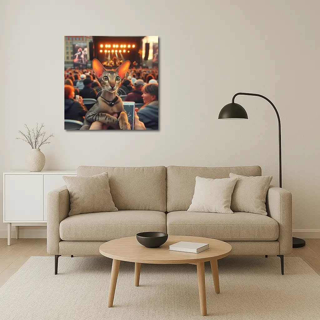 Oriental Shorthair Cat At Outdoor Concert – Wall Art