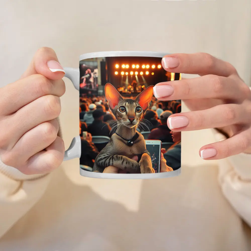 Oriental Shorthair Cat At Outdoor Concert – Mugs