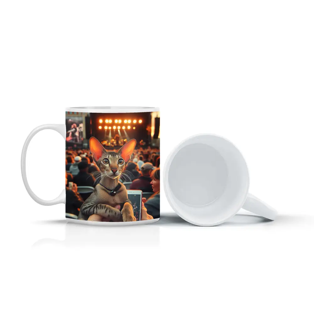 Oriental Shorthair Cat At Outdoor Concert – Mugs