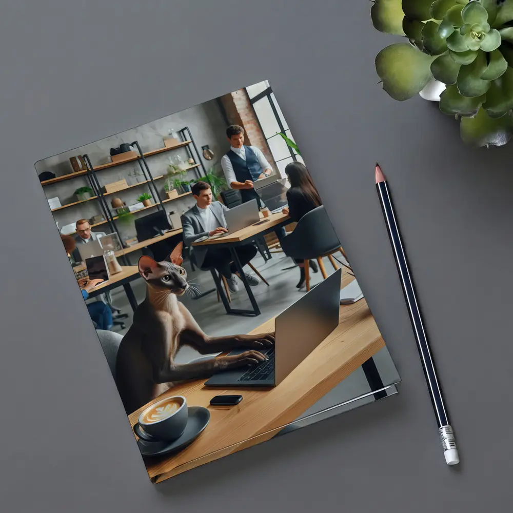 Sphynx Cat Working Laptop Coworking Office – Notebooks