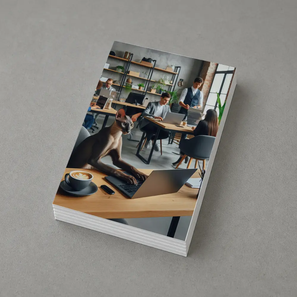 Sphynx Cat Working Laptop Coworking Office – Postcards