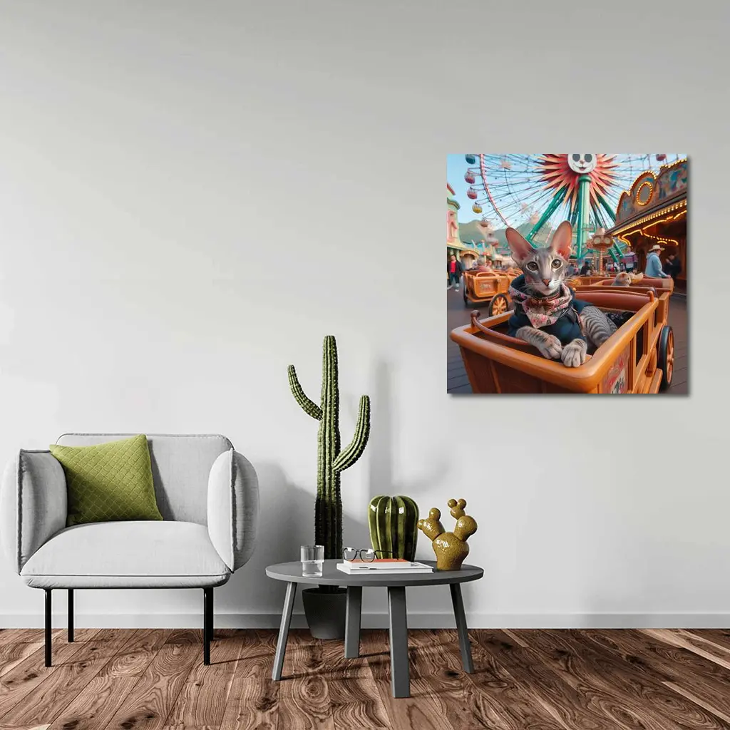 Oriental Shorthair Cat at Amusement Park – Wall Art