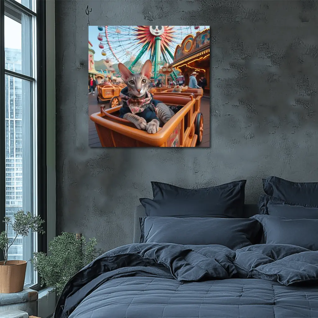 Oriental Shorthair Cat at Amusement Park – Wall Art