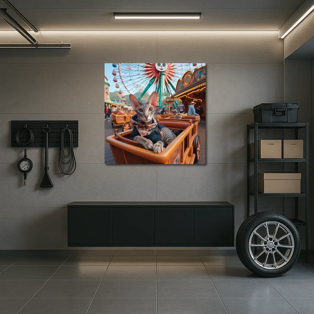 Oriental Shorthair Cat at Amusement Park – Wall Art