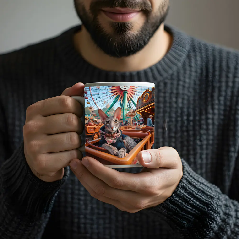 Oriental Shorthair Cat at Amusement Park – Mugs