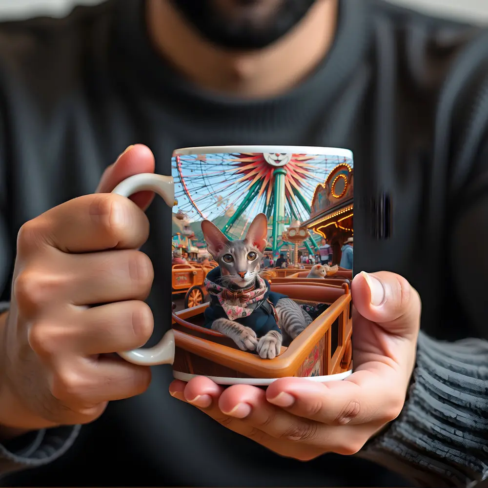 Oriental Shorthair Cat at Amusement Park – Mugs