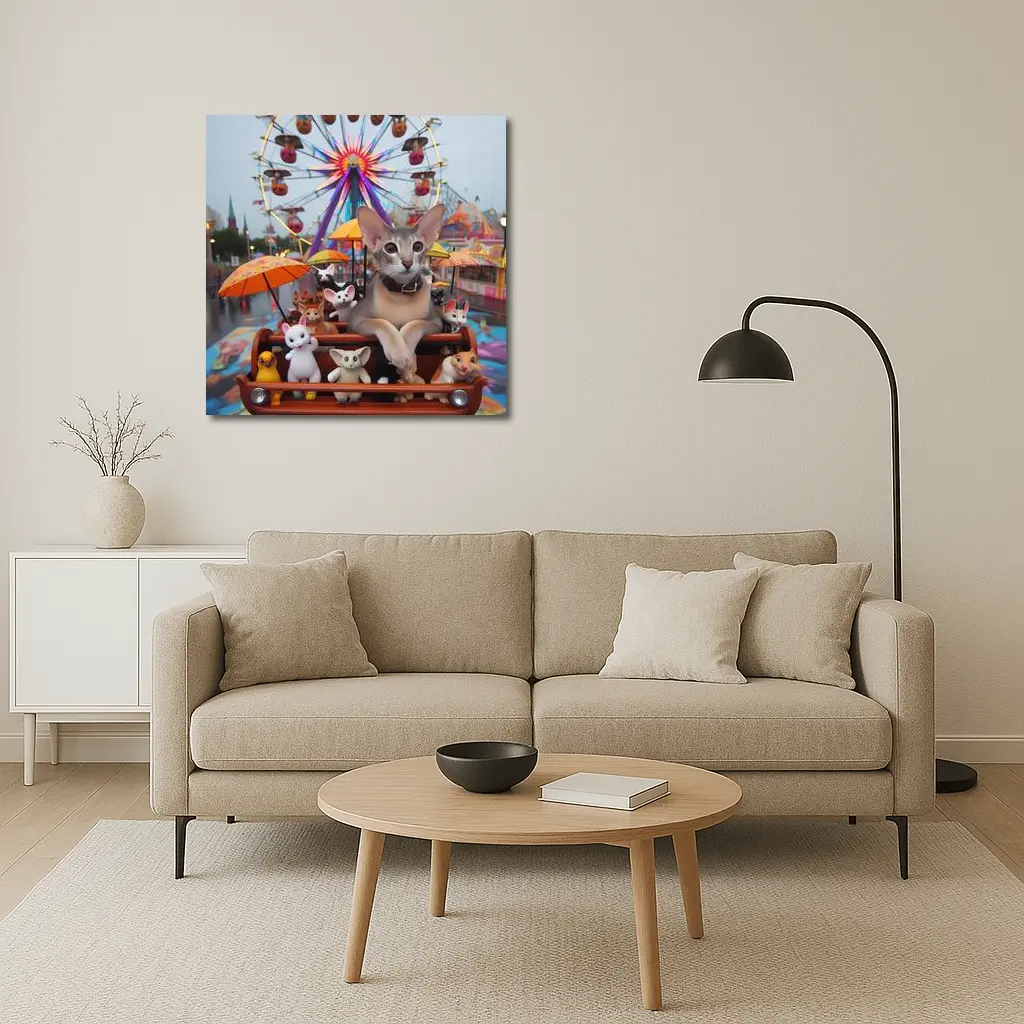 Abyssinian Cat Carnival Ferris Wheel Scene – Wall Art