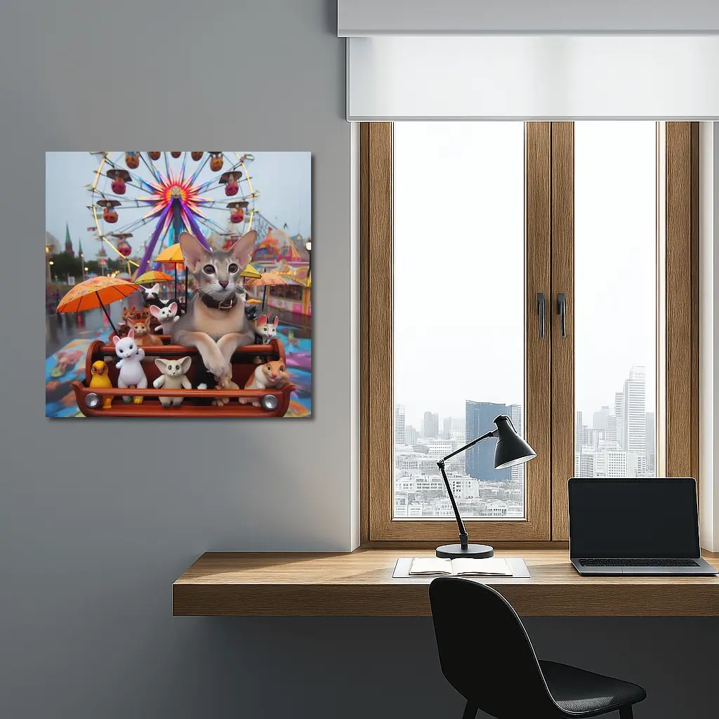 Abyssinian Cat Carnival Ferris Wheel Scene – Wall Art