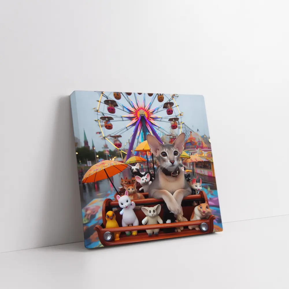 Abyssinian Cat Carnival Ferris Wheel Scene – Wall Art