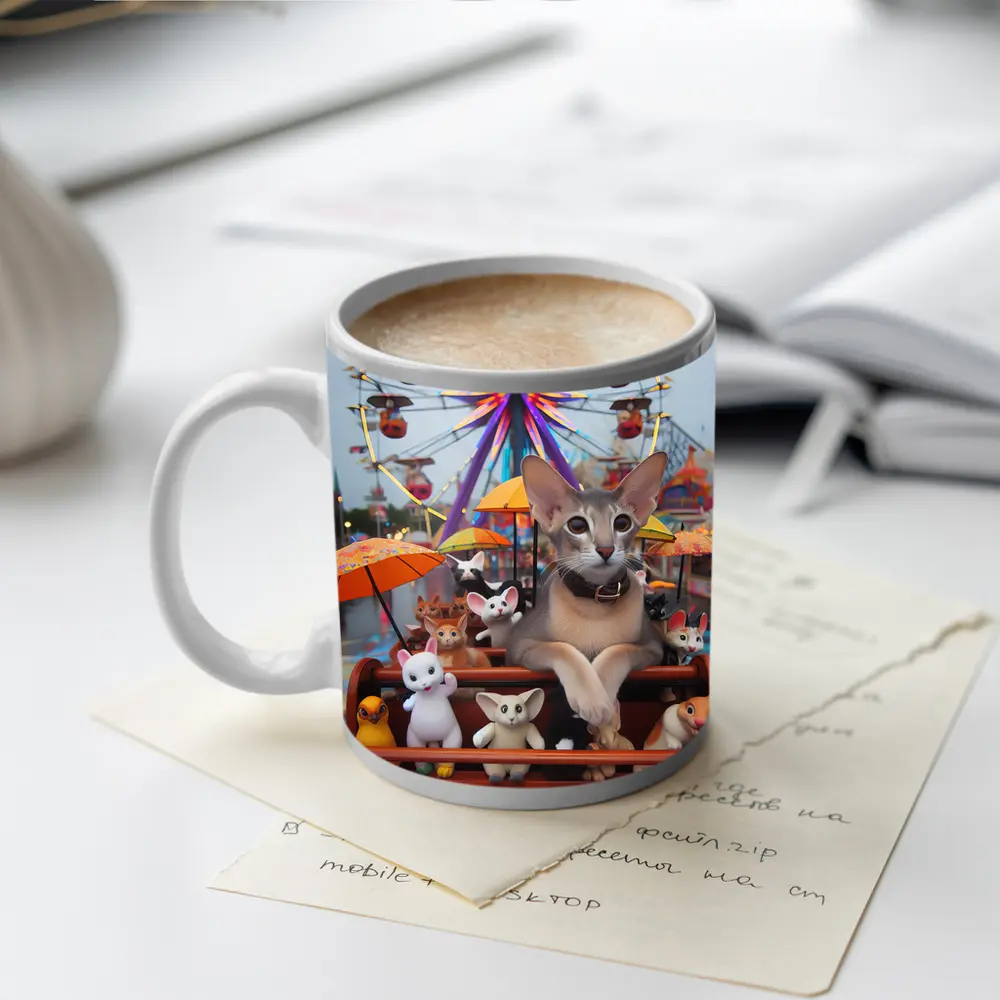 Abyssinian Cat Carnival Ferris Wheel Scene – Mugs