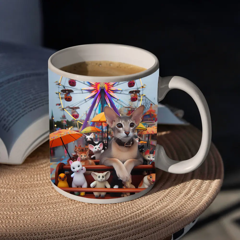 Abyssinian Cat Carnival Ferris Wheel Scene – Mugs