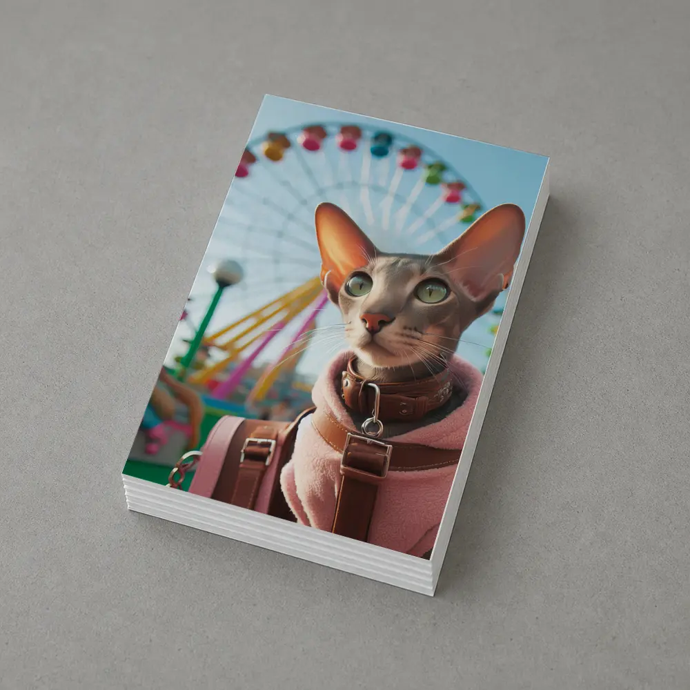 Oriental Shorthair Cat at Colorful Amusement Park – Postcards