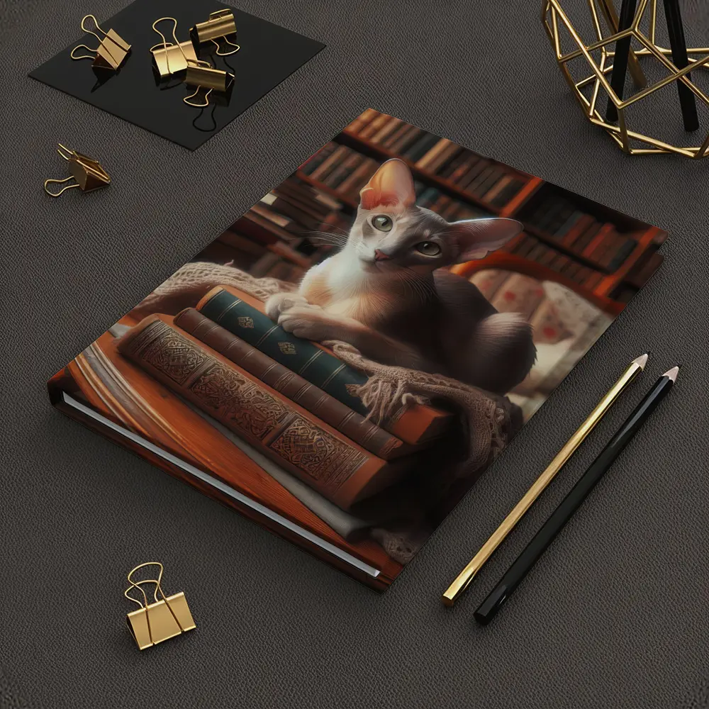 Oriental Shorthair Cat Library Cozy Books – Notebooks