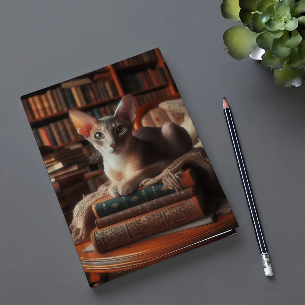 Oriental Shorthair Cat Library Cozy Books – Notebooks