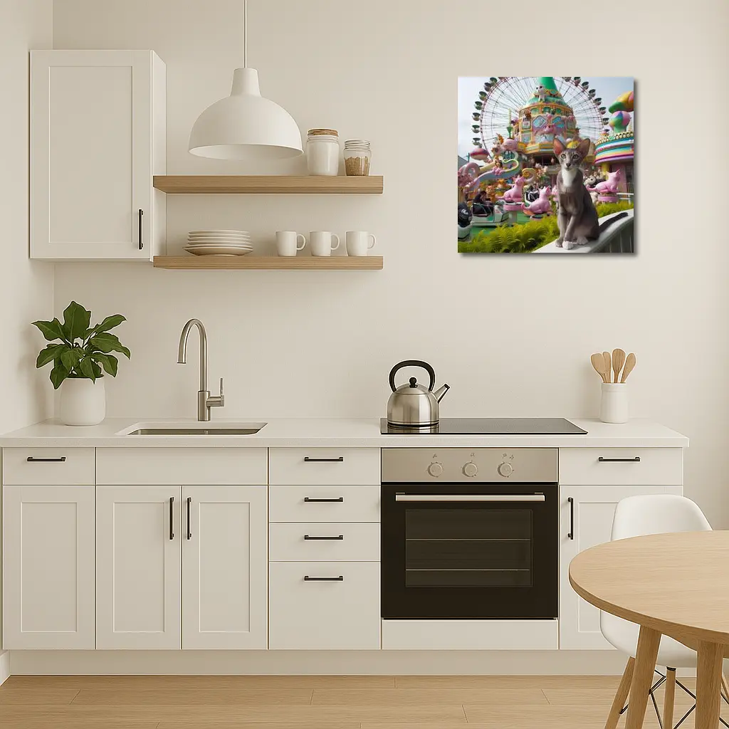 Oriental Shorthair Cat Colorful Amusement Park – Wall Art