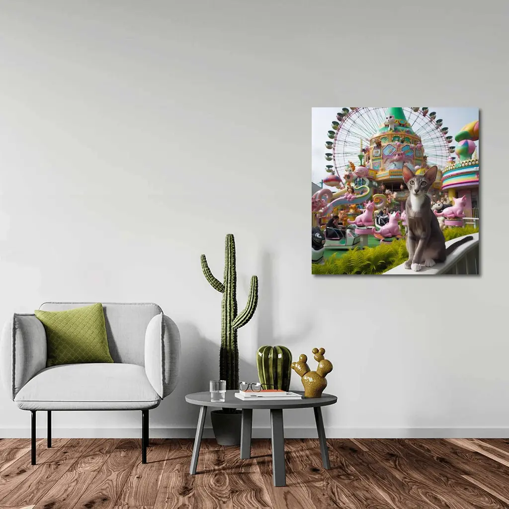 Oriental Shorthair Cat Colorful Amusement Park – Wall Art