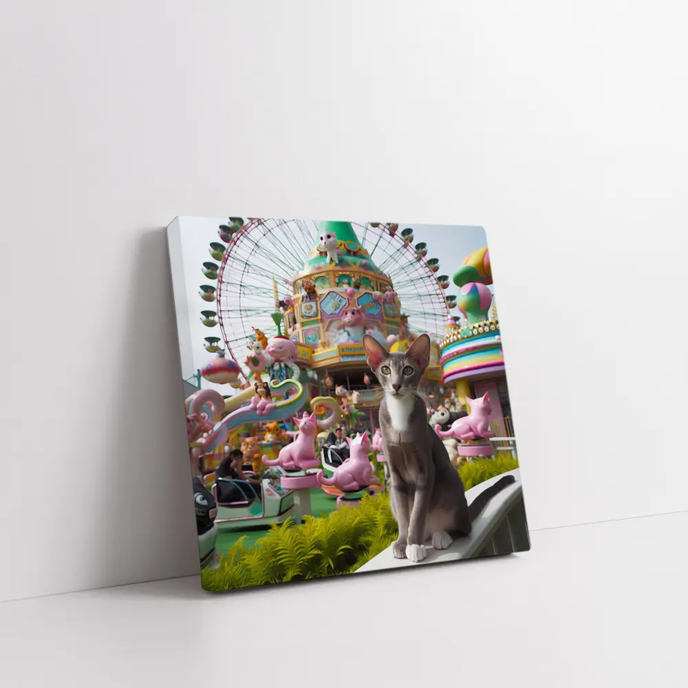 Oriental Shorthair Cat Colorful Amusement Park – Wall Art