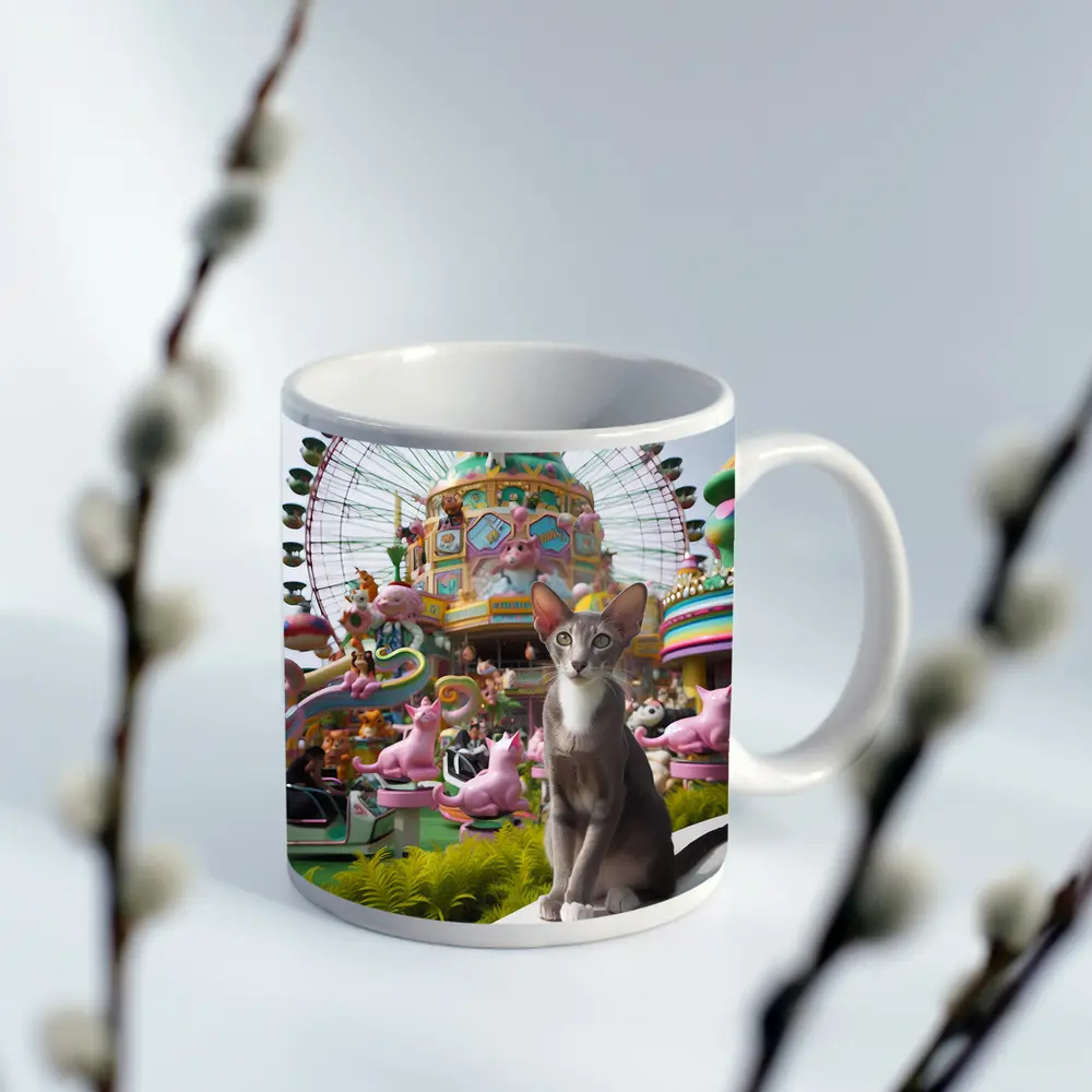 Oriental Shorthair Cat Colorful Amusement Park – Mugs