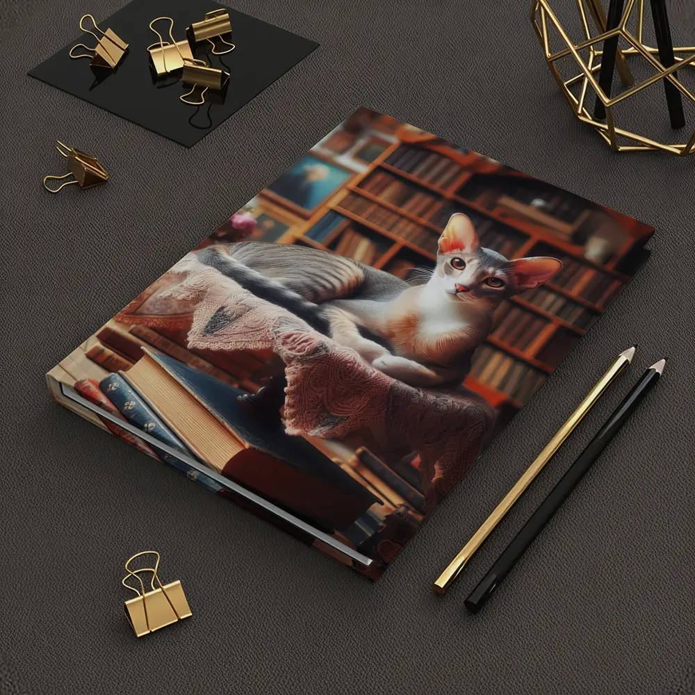 Abyssinian Cat Resting in Cozy Library – Notebooks