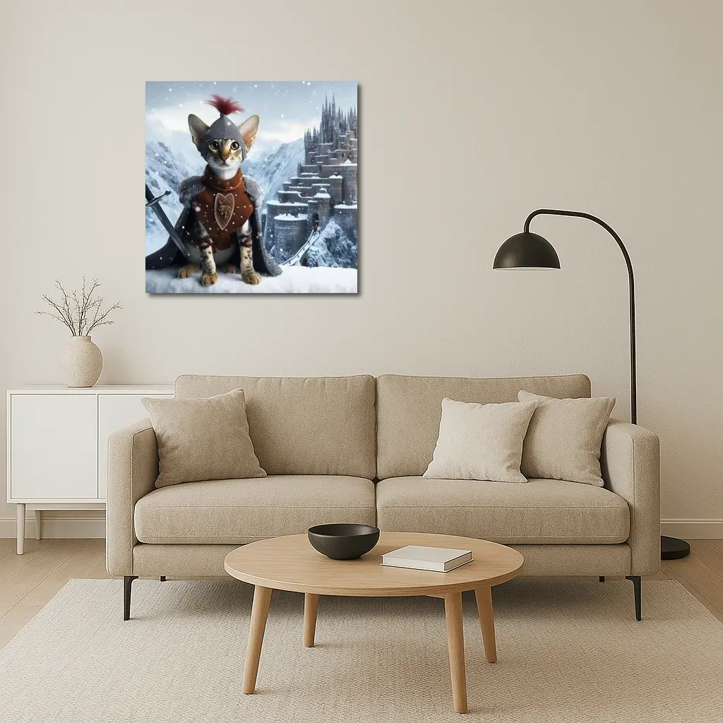 Oriental Shorthair Knight Cat Snow Castle – Wall Art