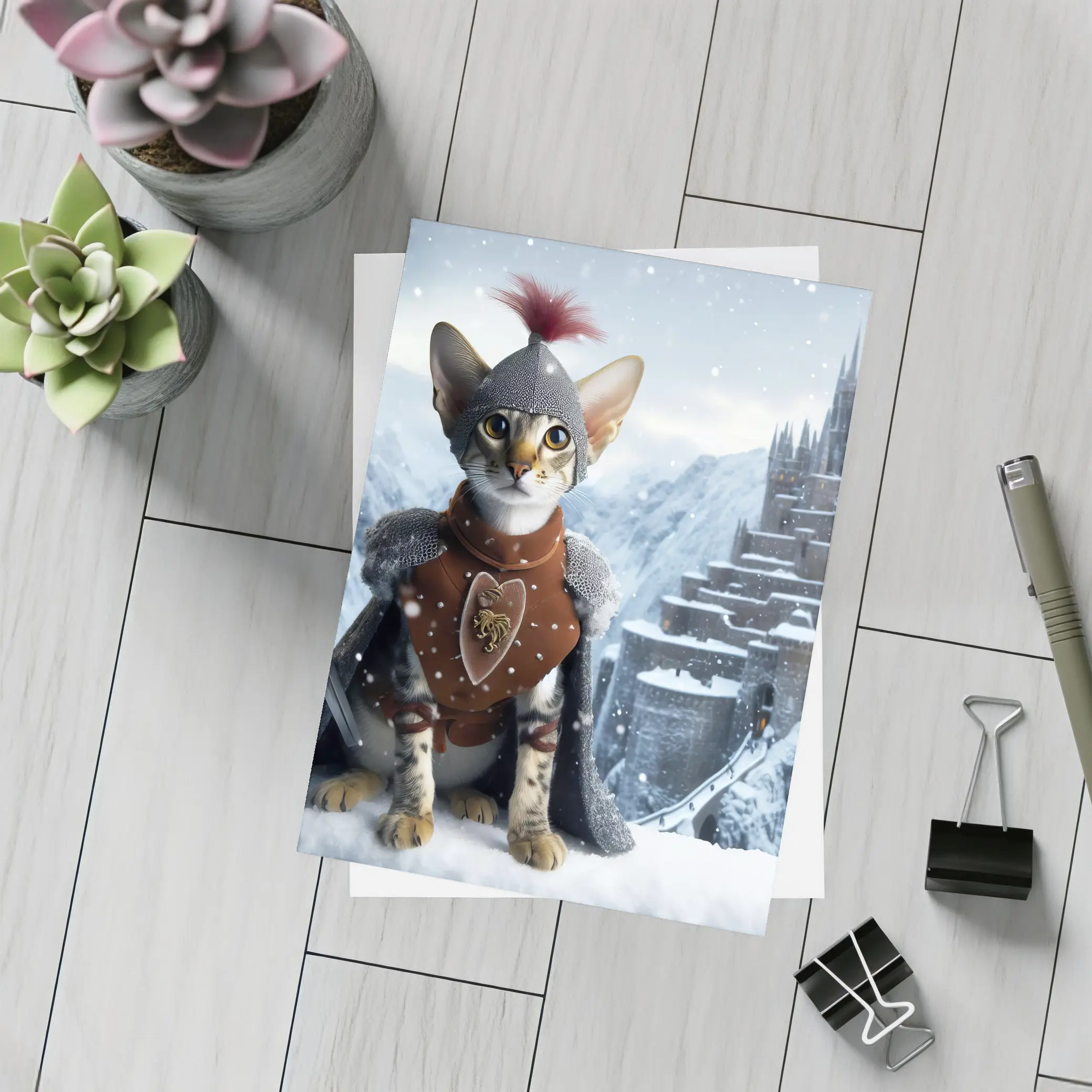 Oriental Shorthair Knight Cat Snow Castle – Postcards