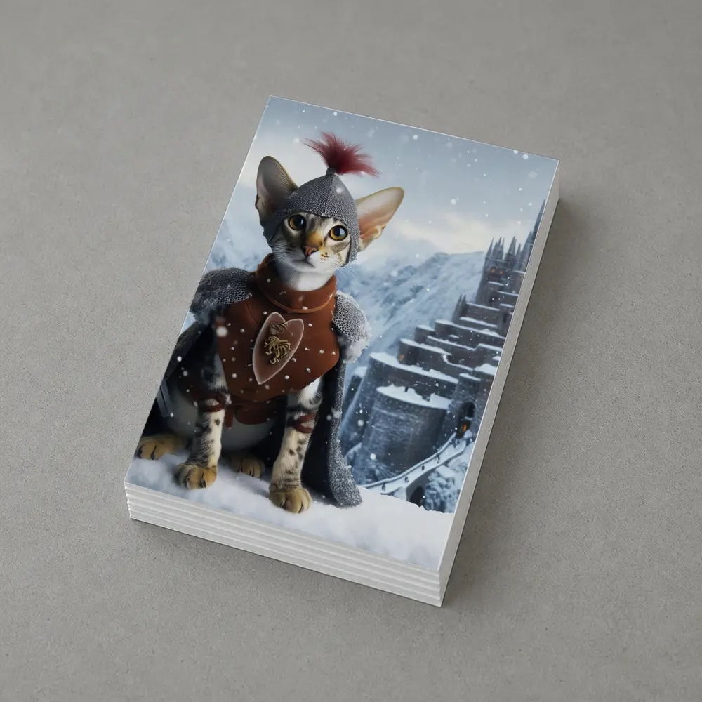 Oriental Shorthair Knight Cat Snow Castle – Postcards