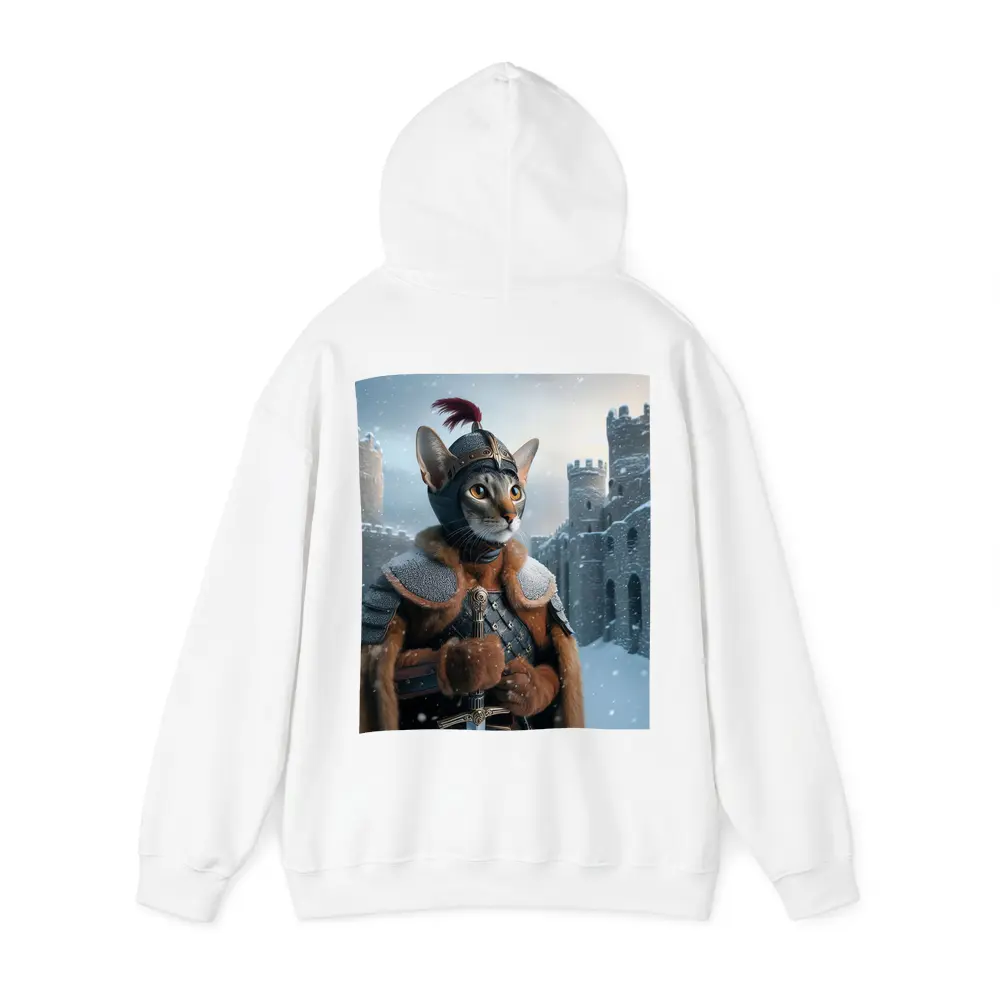 Abyssinian Cat Knight Snowy Castle Fantasy – Hoodies
