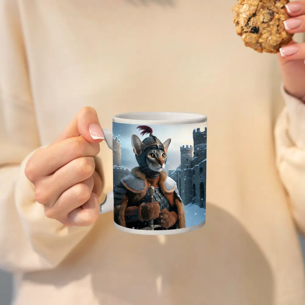 Abyssinian Cat Knight Snowy Castle Fantasy – Mugs