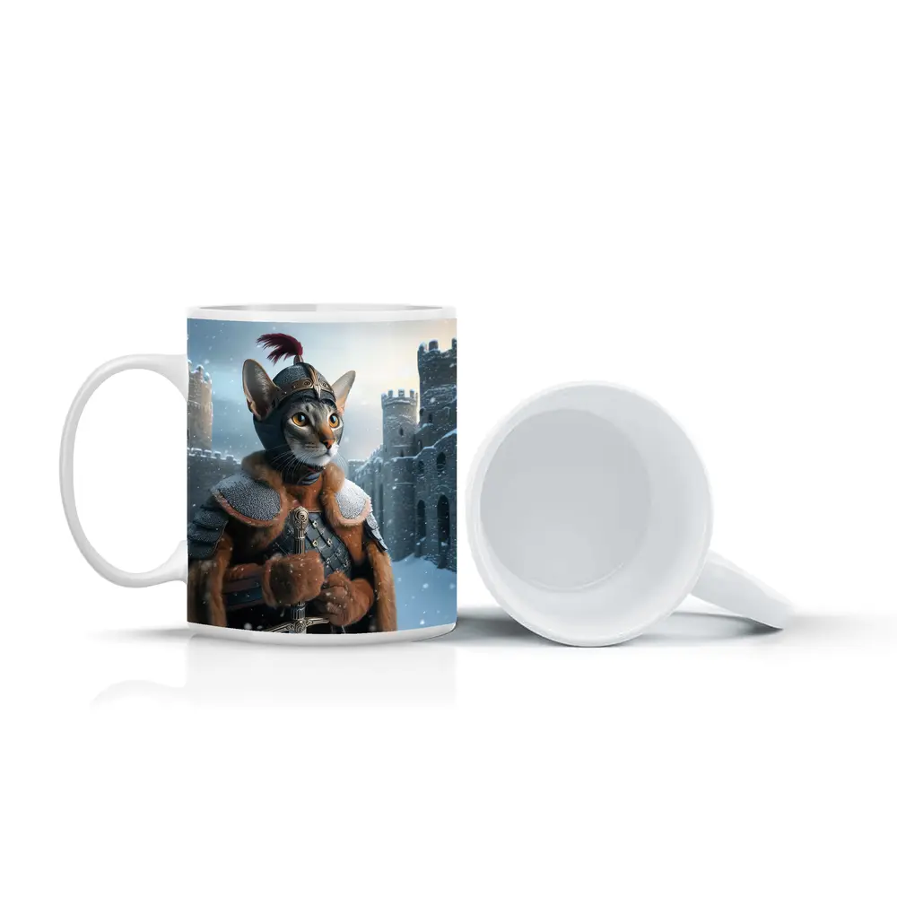Abyssinian Cat Knight Snowy Castle Fantasy – Mugs