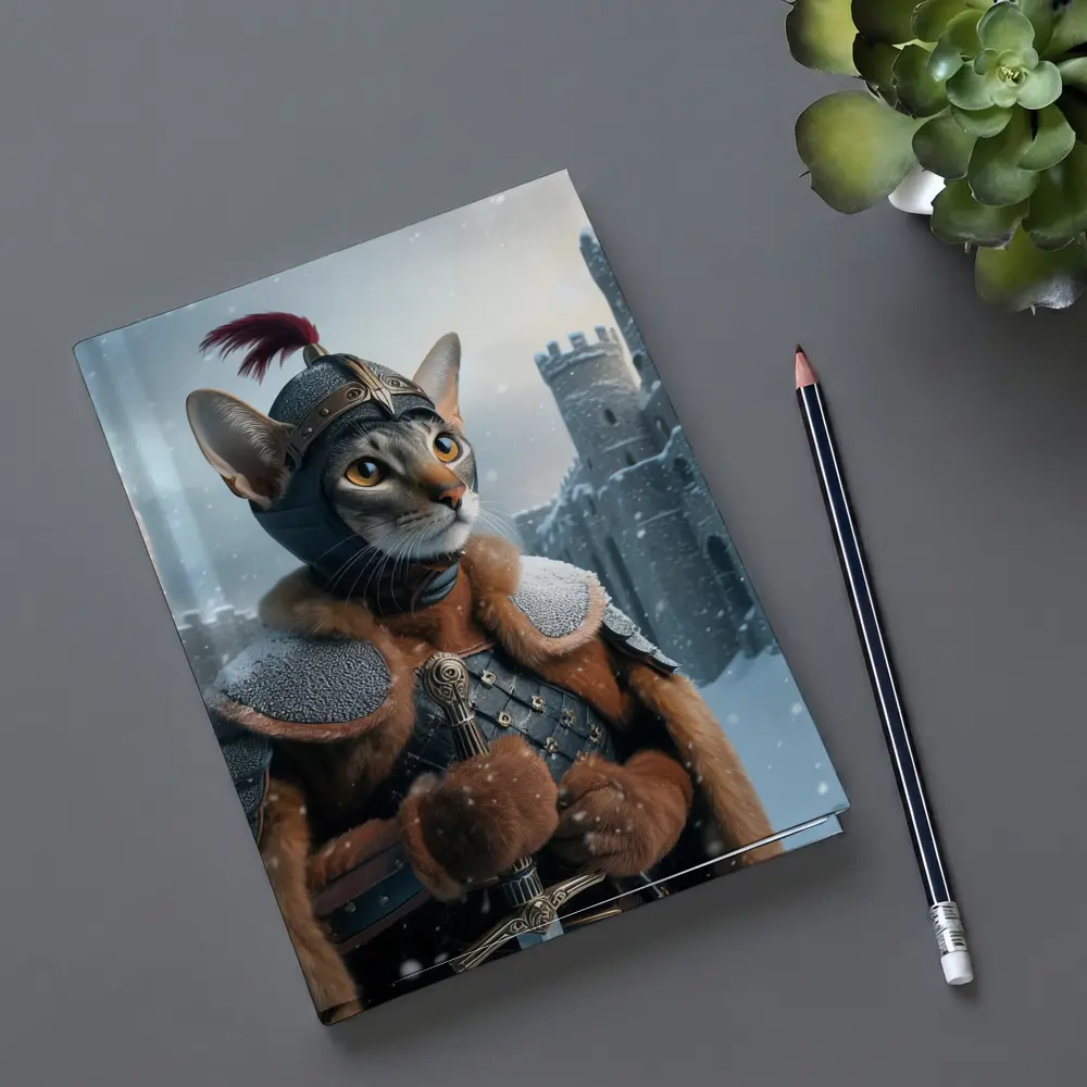 Abyssinian Cat Knight Snowy Castle Fantasy – Notebooks