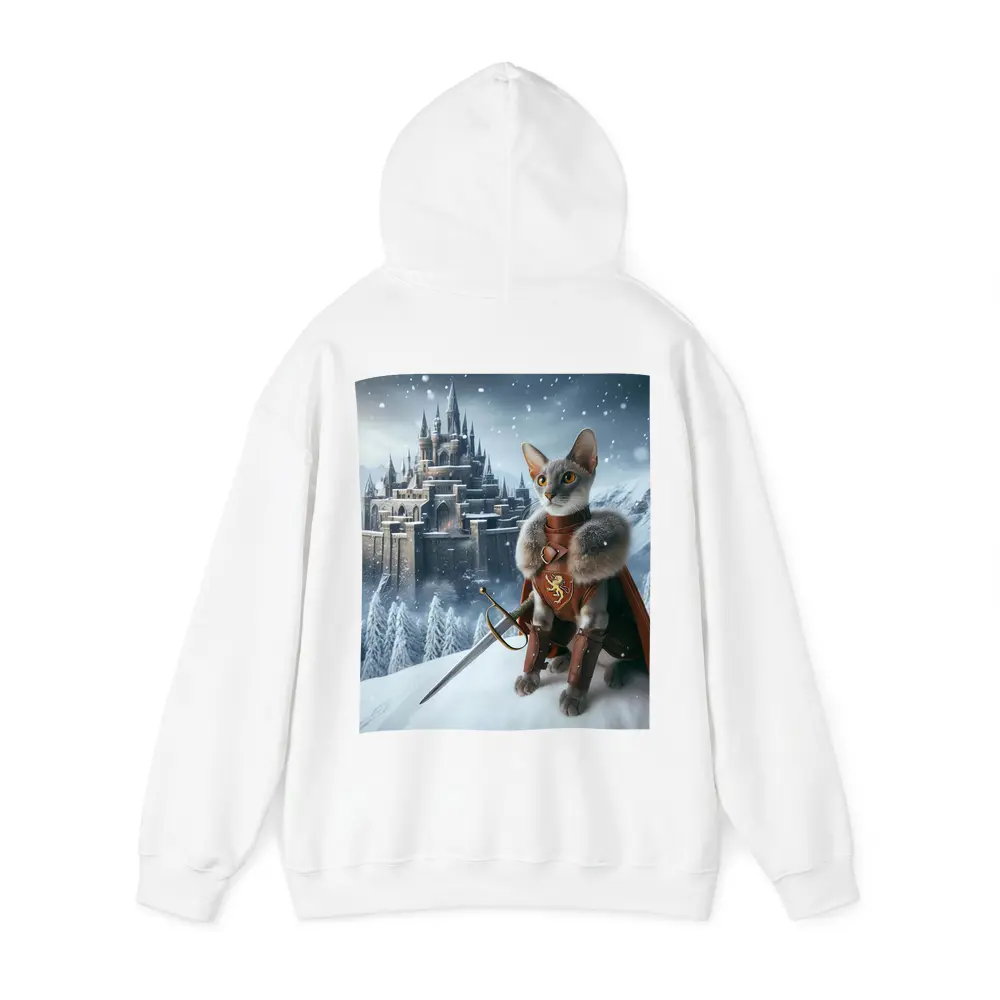 Gray Cat Knight Snow Castle Fantasy – Hoodies