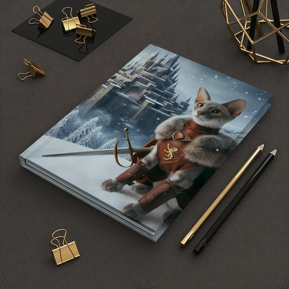 Gray Cat Knight Snow Castle Fantasy – Notebooks