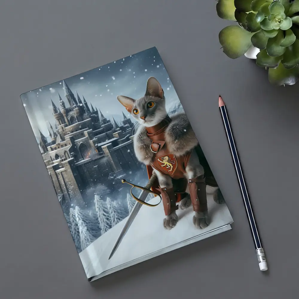Gray Cat Knight Snow Castle Fantasy – Notebooks