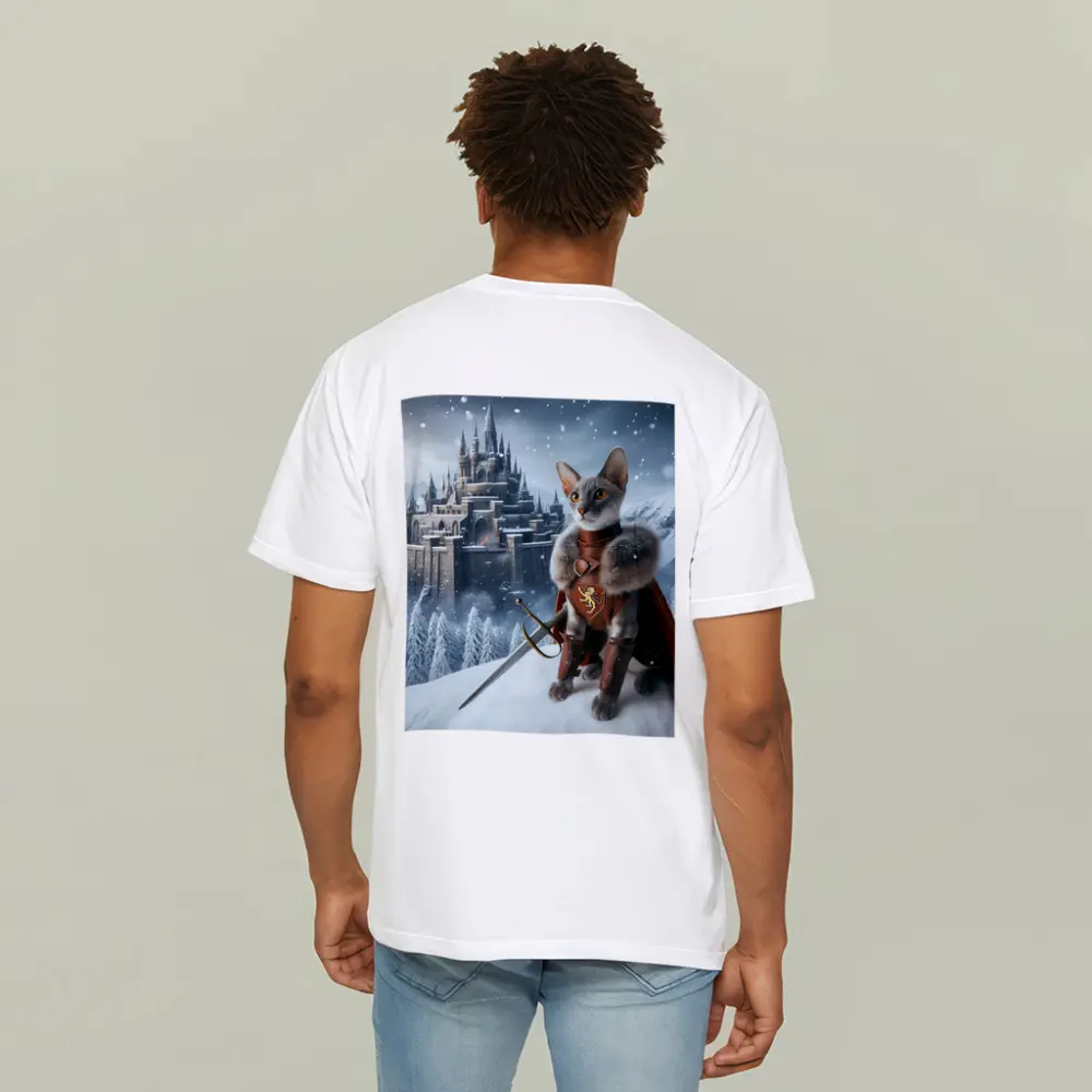 Gray Cat Knight Snow Castle Fantasy – T-Shirts
